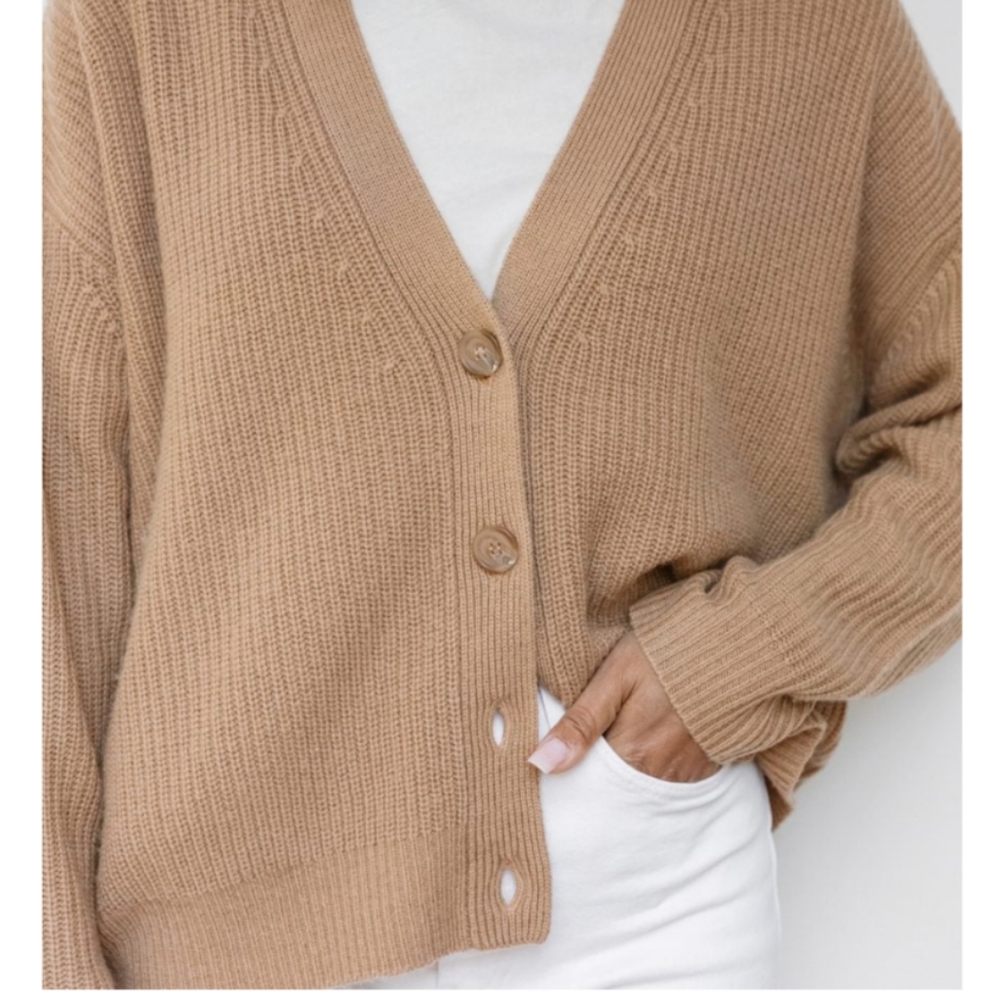 Cropped Cocoon Cardigan Camel S